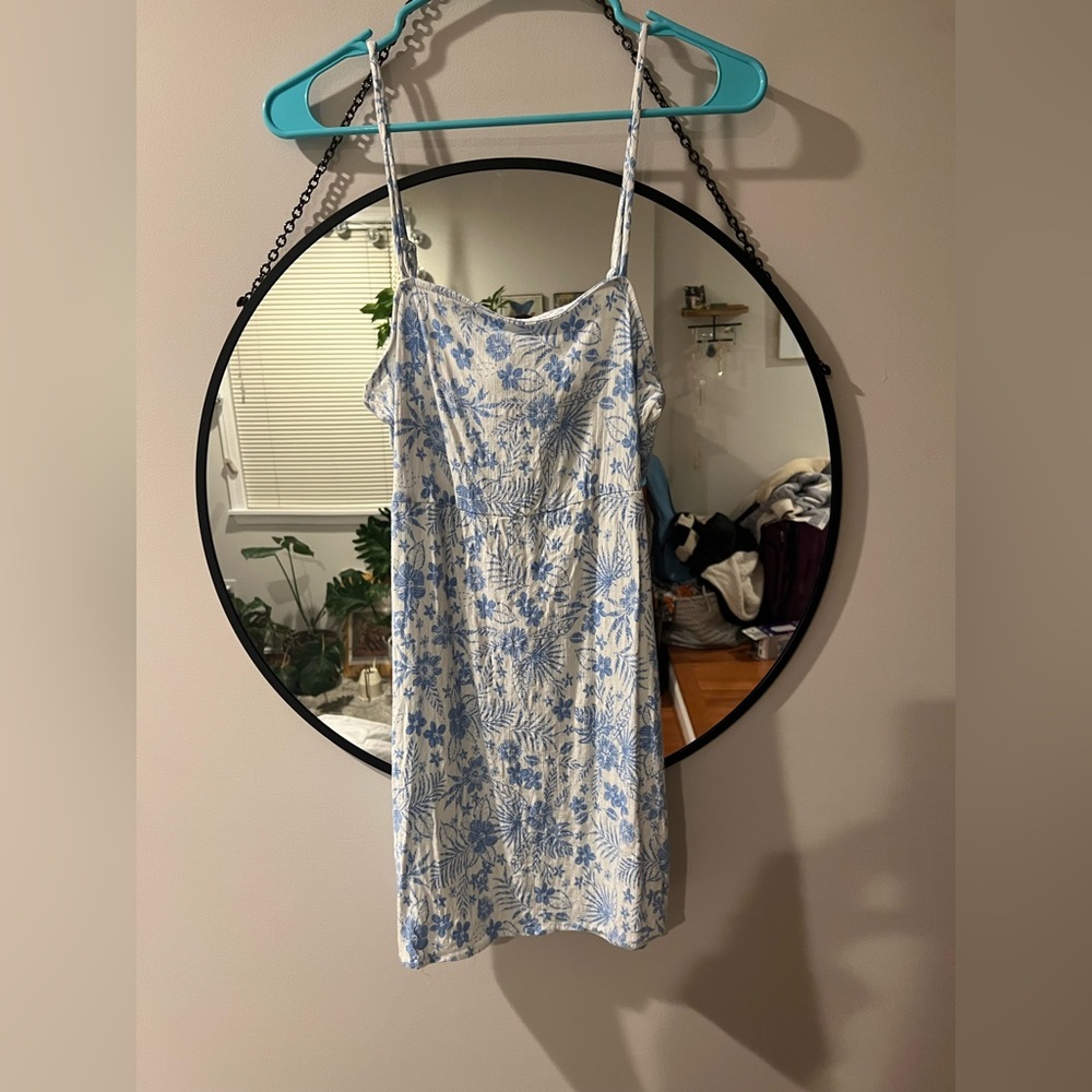 Blue floral mini dress